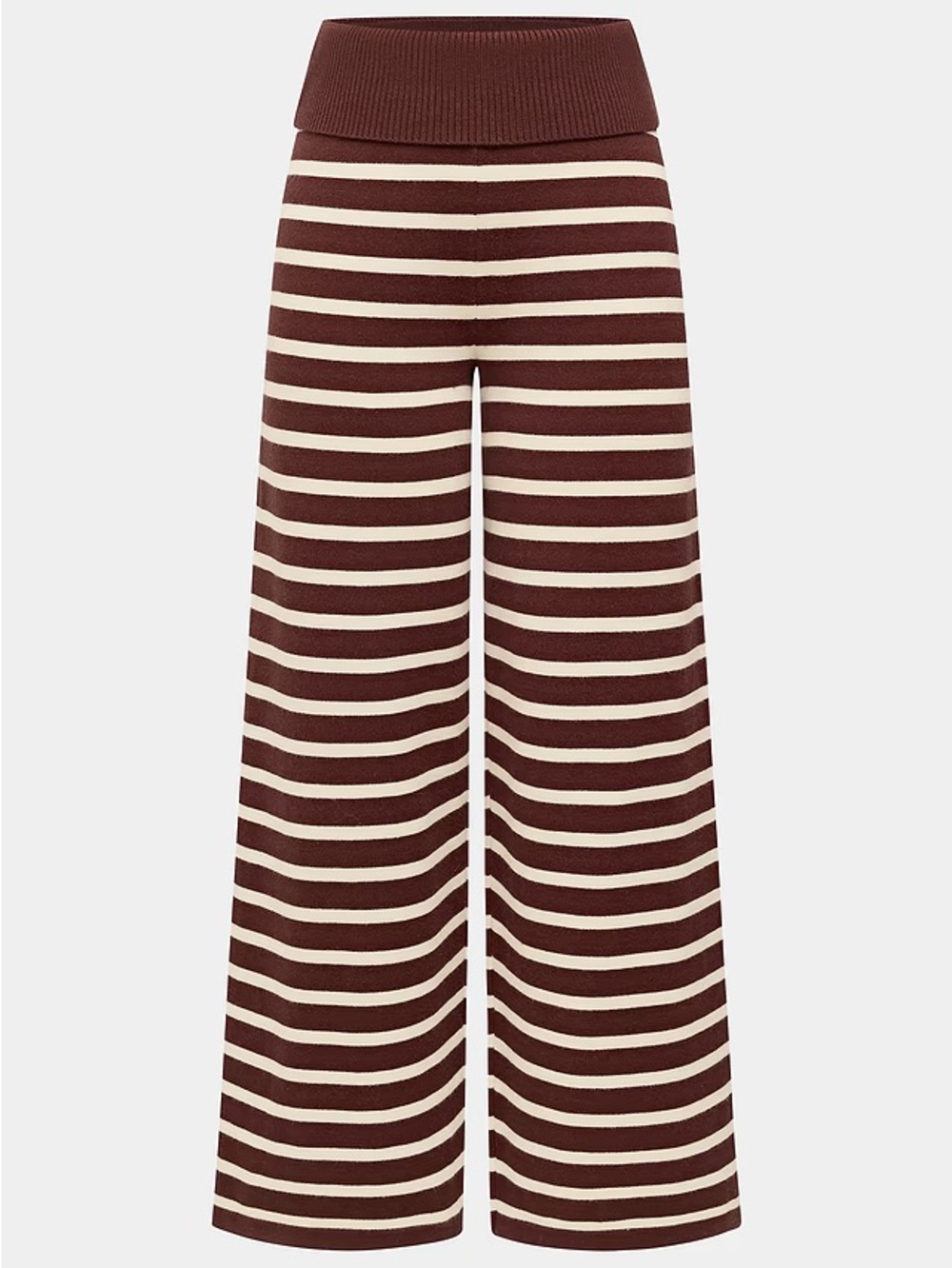 Cupshe Brown & Cream Striped Wide-Leg Knit Pants